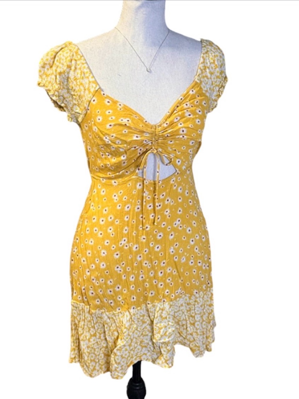 Derek heart Rare Y2k floral Daisy Tie-Front Mini Sun Dress size small - Picture 2 of 7